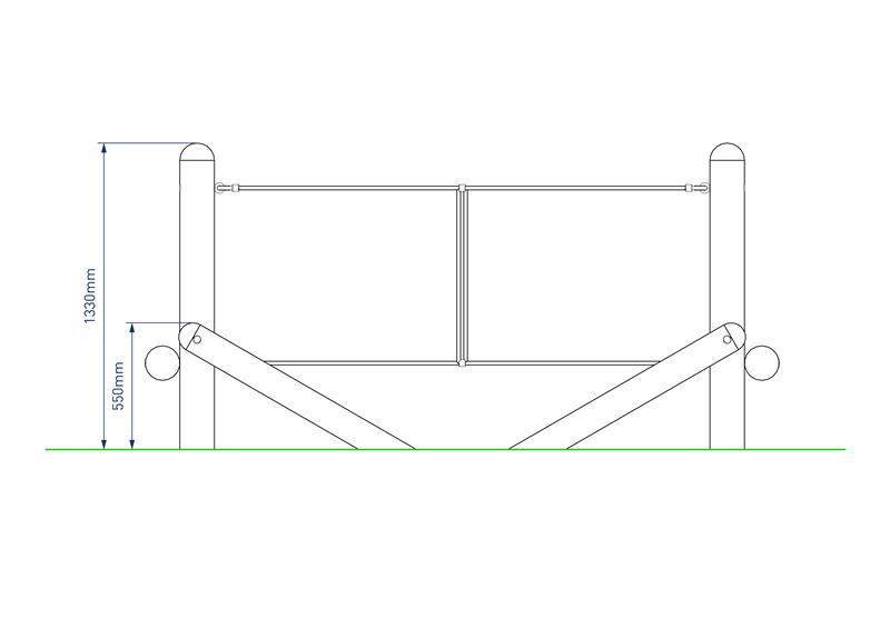 Technical render of a Tightrope Bridge with Rope Handrails